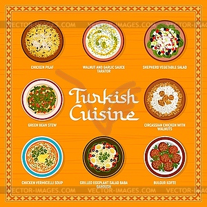 Turkish cuisine restaurant food menu page design - vector clipart