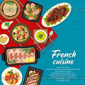 French cuisine restaurant food menu cover template - vector clip art