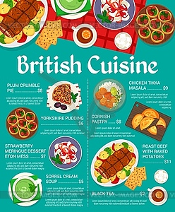 British cuisine restaurant food menu page design - vector clipart / vector image