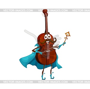 Cartoon cello wizard character, violoncello mage - vector clipart / vector image