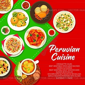 Peruvian cuisine menu cover page template - vector clipart