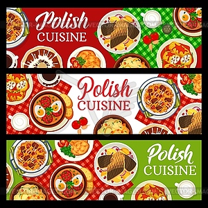 Polish cuisine restaurant meals horizontal banners - vector image