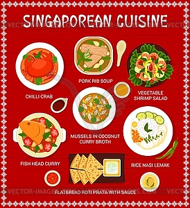 Singaporean cuisine food menu design template - vector image