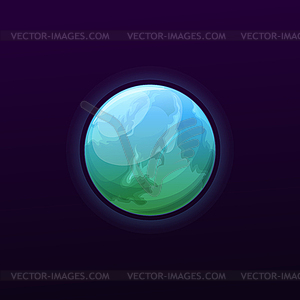Green and blue space planet, galaxy globe - vector EPS clipart