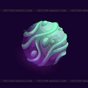 Fantastic cartoon space planet with liquid swirls - vector image