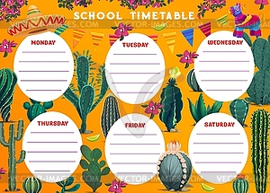 Расписание занятий расписание с мексиканскими кактусами - векторный графический клипарт