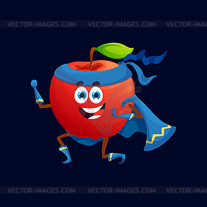 Cartoon ripe red superhero character, fruit - vector clipart