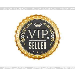 VIP seller luxury golden badge or premium label - stock vector clipart