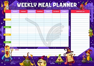 Weekly meal planner schedule, Mexican food wizards - vector clipart