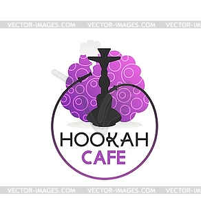 Hookah cafe icon of shisha lounge bar, club - vector clipart