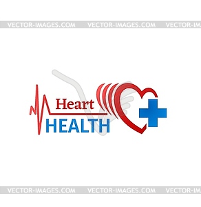 Cardiology medicine, heart health medical icon - vector clipart / vector image