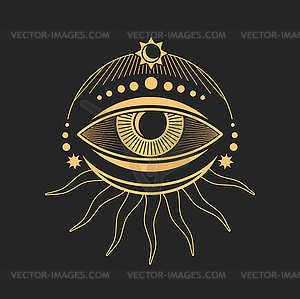 Rune alchemy eye tattoo occult and esoteric symbol - vector image