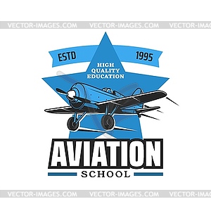 Aviation school, pilot academy icon or emblem - vector clipart / vector image
