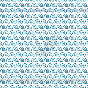 Blue ocean and sea waves abstract seamless pattern - vector clipart