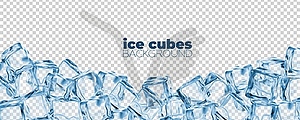 Realistic blue ice crystal cubes background - vector clipart