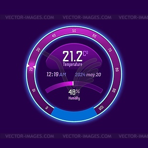 Thermostat and smart temperature control dial - royalty-free vector clipart