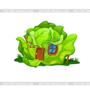 Cartoon fairytale cabbage house building, dwelling - vector image