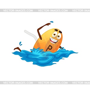 Cartoon phosphorus character swimming in pool - vector image