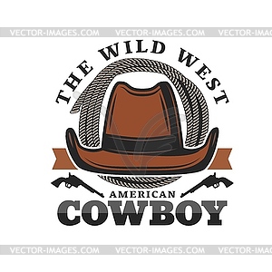 American cowboy hat icon, Wild West and western - vector clipart