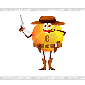 Мультяшный персонаж ковбоя с витамином С, забавный рейнджер - клипарт в формате EPS