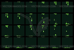 Анимация зеленой слизи, анимированный эффект капельного спрайта - векторный клипарт / векторное изображение