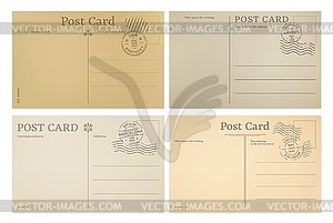 Vintage postcard, post card template, postal backs - vector clipart