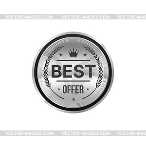 Best offer silver badge or special price label - vector image