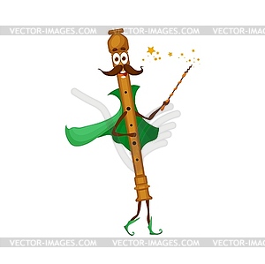 Cartoon flute mage character, wind instrument - vector clipart