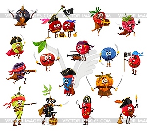 Cartoon funny berry pirates, corsairs filibusters - vector image