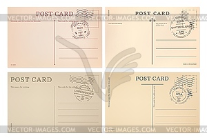 Vintage postcards, post card stamps templates - vector clip art