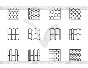 Roof tile icons, overlap sheets - vector clip art