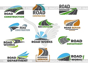 Значки служб дорожного строительства и ремонта - клипарт в векторе