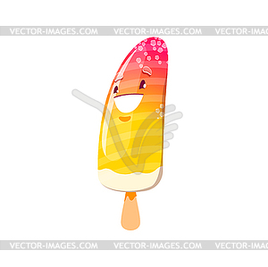 Cartoon frozen fruit juice ice cream character - vector image