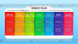 Week timeline planner schedule, calendar timetable - vector image