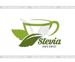 Stevia leaf natural sweetener green icon - vector image