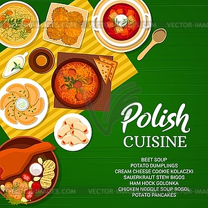 Polish cuisine menu cover, vegetable meat dishes - vector EPS clipart