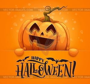 Cartoon Halloween pumpkin character personage - vector image