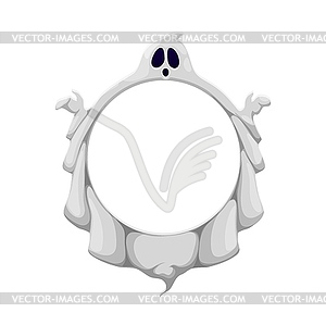 Halloween cartoon ghost character circle frame - vector clipart