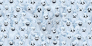 Halloween ghost characters pattern background - vector clip art
