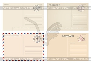 Vintage postcard and air mail envelope template - vector clipart