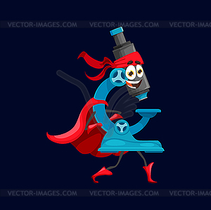 Cartoon school microscope superhero character - vector clipart