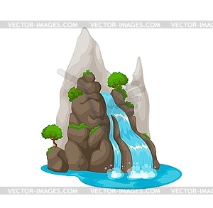 Cartoon waterfall and water cascade, design - color vector clipart