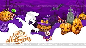 Halloween paper cut with cartoon pumpkin character - vector clipart / vector image