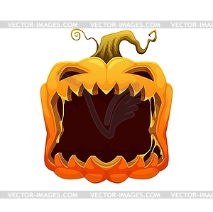 Halloween frame with cartoon pumpkin opened mouth - vector image