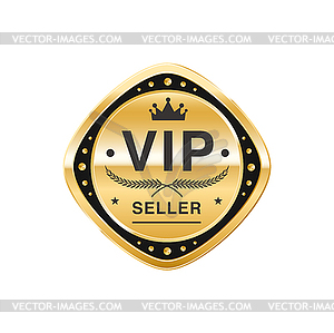 VIP seller golden badge, premium label or sticker - vector clip art