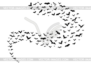 Летающие летучие мыши на Хэллоуин, черные силуэты - рисунок в векторе