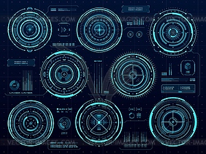 HUD circle data infographic, digital interface - vector image