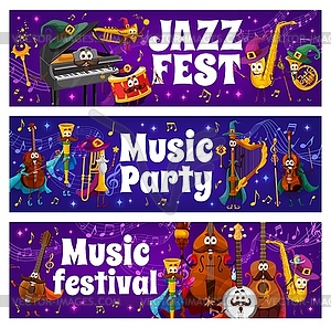 Music party jazz festival, wizard music instrument - vector image