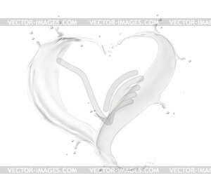 Heart milk, yogurt or cream wave splash background - vector image