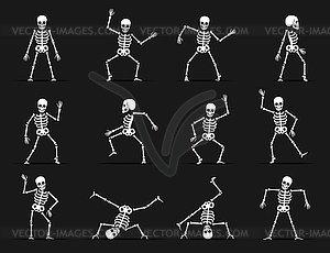Skeleton dance animated game sprite set - vector image